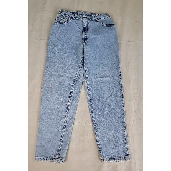 Vintage Levis 550 Jeans Juniors 13 31x28 Distressed Light Blue Tapered Mom 90s - Picture 1 of 16